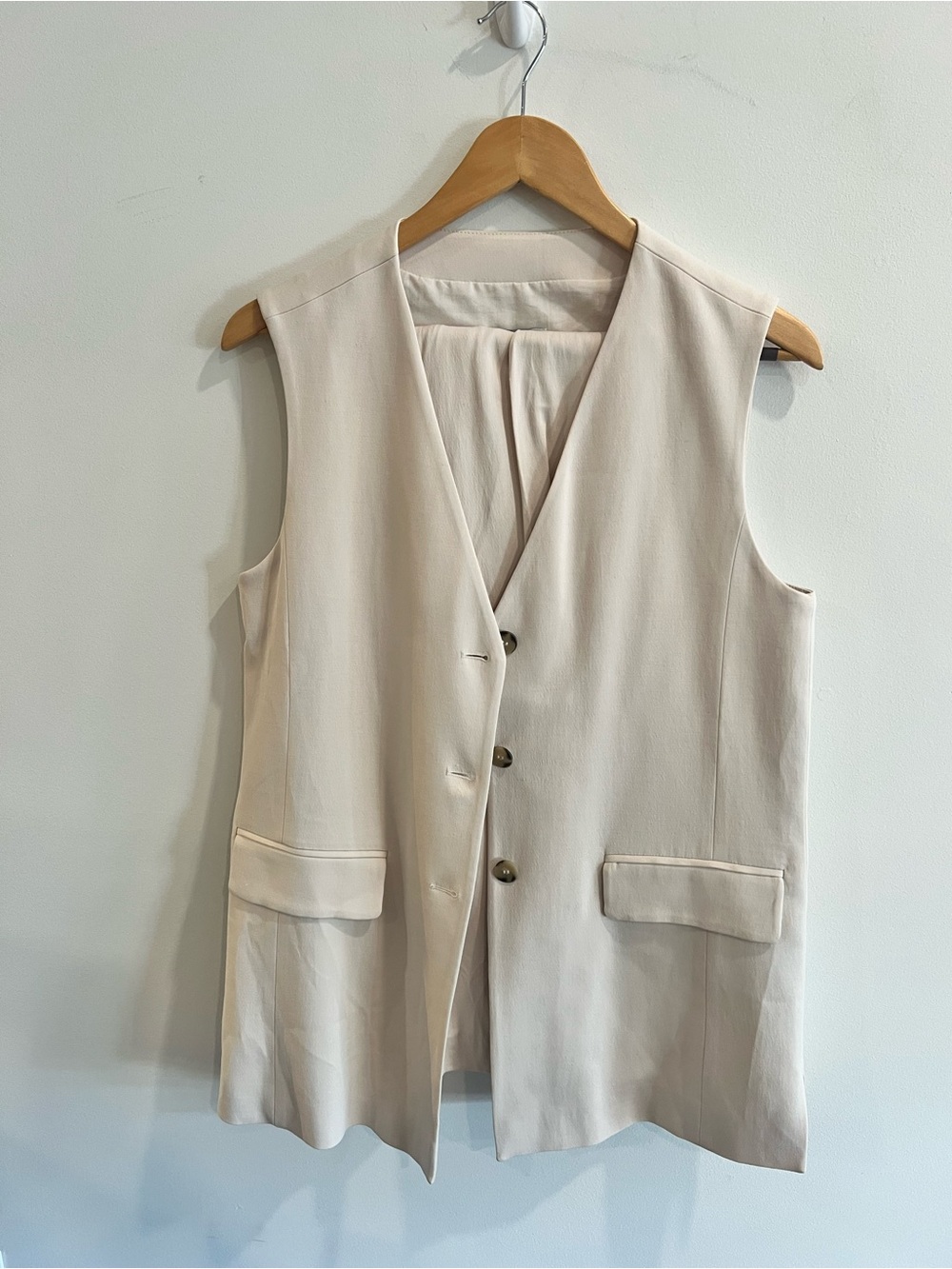 Title: Zara Soft Beige Minimalist Vest & Trouser Set | Size S/M